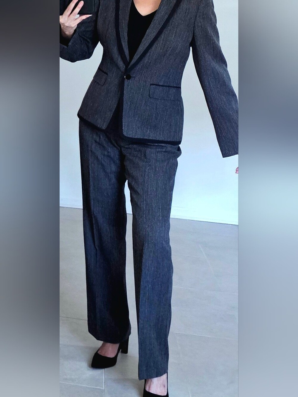 Le Suit Womens Dark Jacket And Pant Suit Size 10